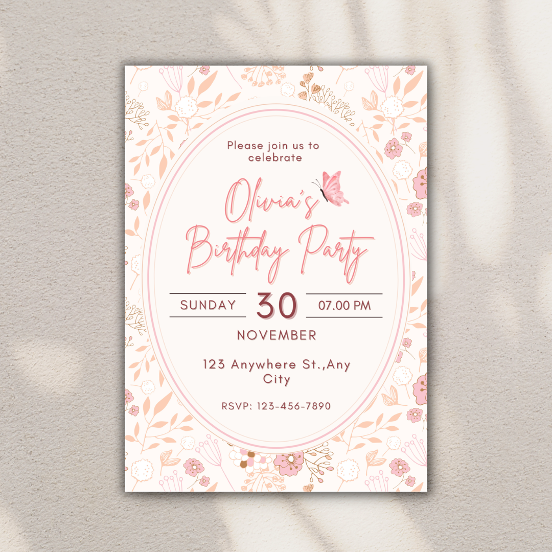 floral birthday invitation