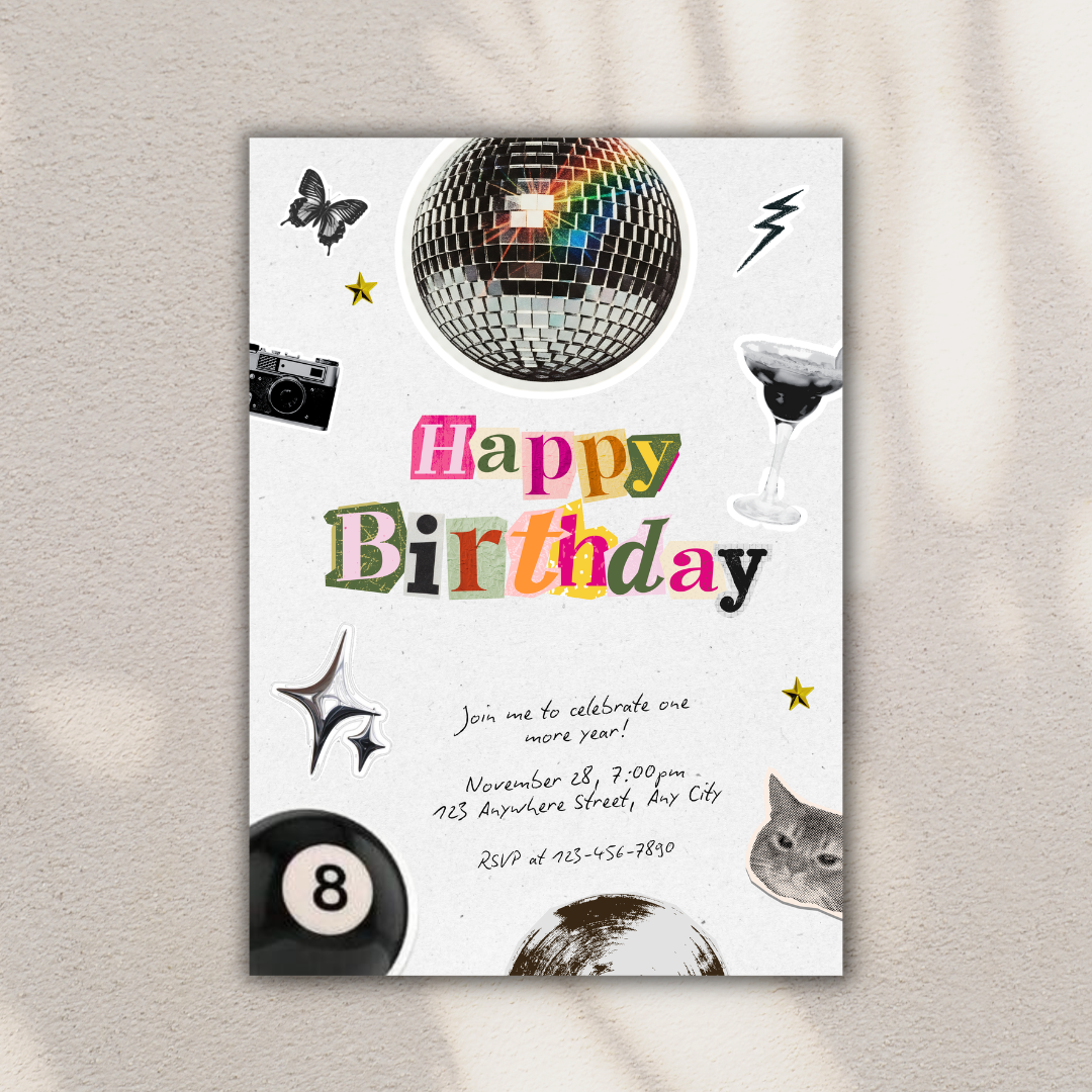 the collage cut-out birthday invitation